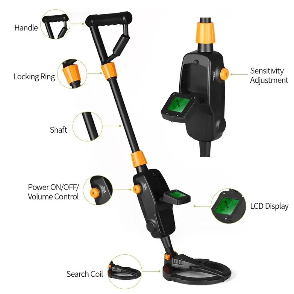 Kids Outdoor Educational Toy 7.4" Waterproof Metal Detector Gold Treasure Hunting Tool Peaceful Pleasures Health and Wellness