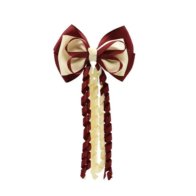 Festival Bow Hair Clips – Curly Ribbon Tassel Hairpins for Girls