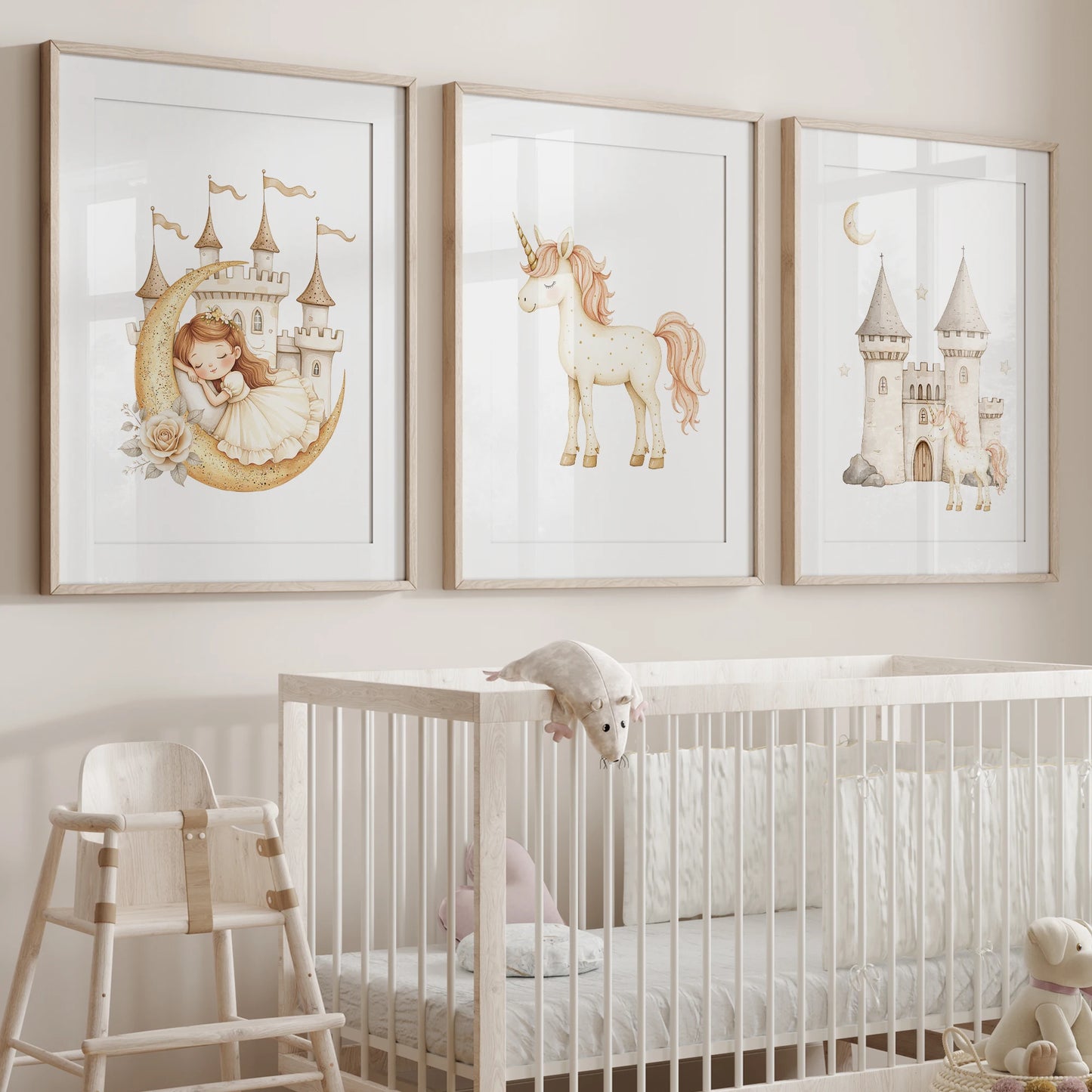 Sleeping Princess & Castle Canvas Wall Art Print – Kids Room Decor