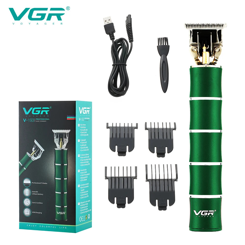 VGR Retro Metal Electric Hair Clipper Household Oil Head Carving Electric Push Clipper T-shaped Blade Hair Trimmer V-193 Peaceful Pleasures Health and Wellness USB