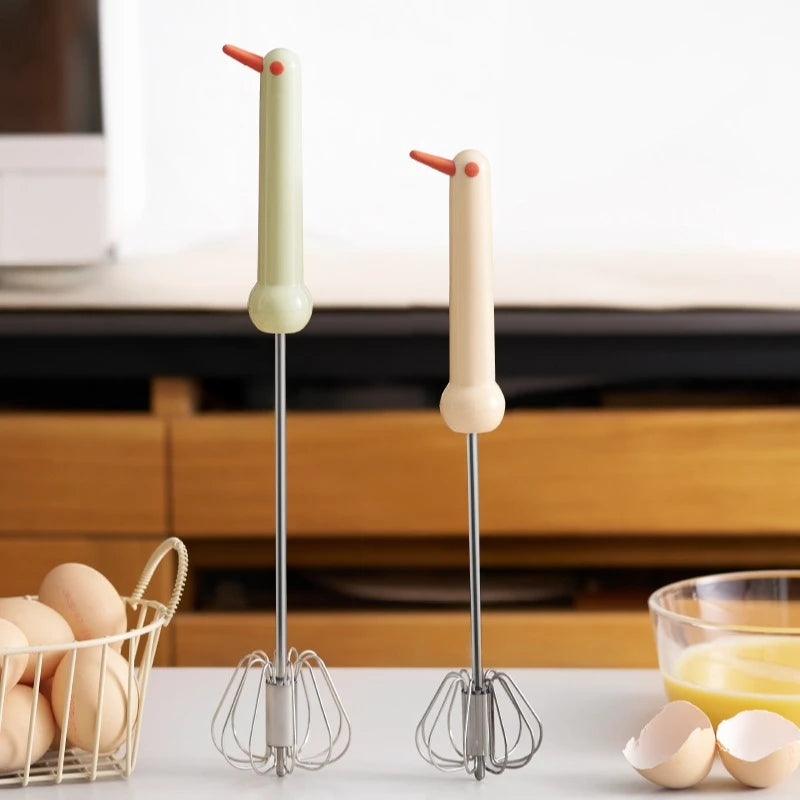 Semi-Automatic Egg Beater | Stainless Steel Manual Whisk Manual Egg Beater Peaceful Pleasures Health and Wellness