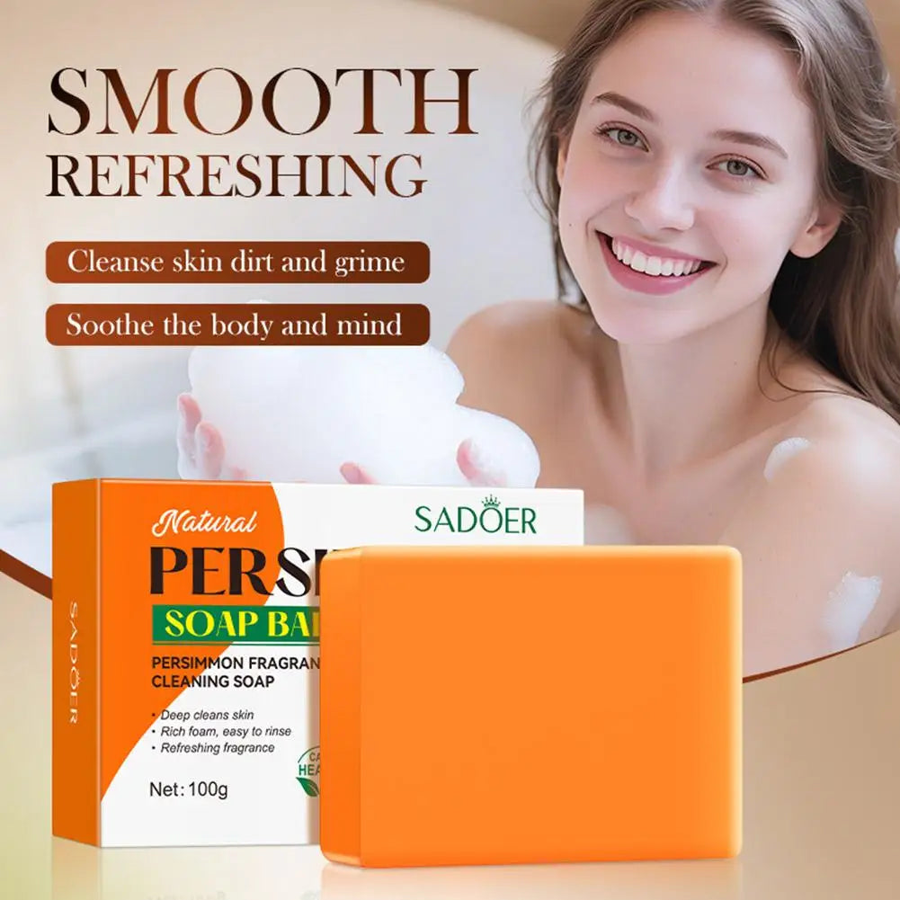 Persimmon Soap 100g Eliminates Odors Oil Control Refreshing Soft Smooth Professional Skin Cleaning Dirt Remover Wash Soap Bar Peaceful Pleasures Health and Wellness
