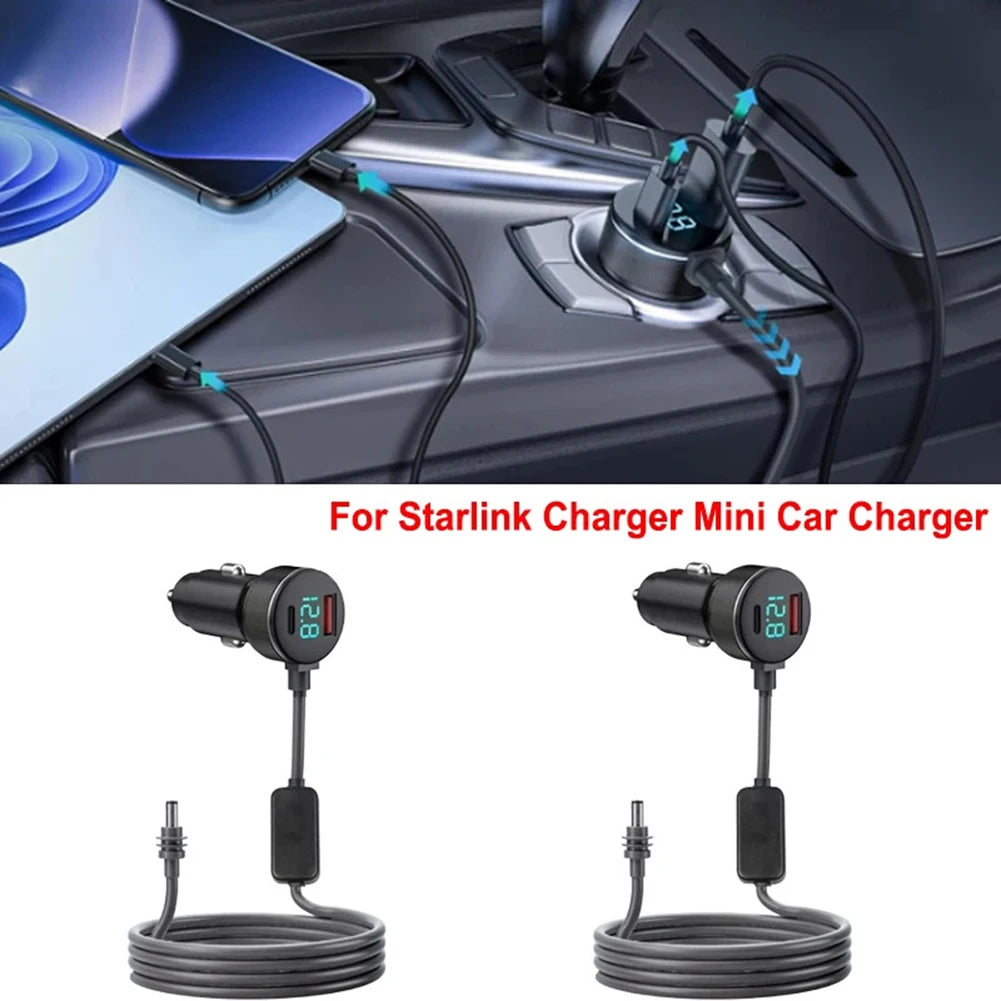 Car Mount Power Solution Starlink Mini Featuring 3-in-1 Dual USB