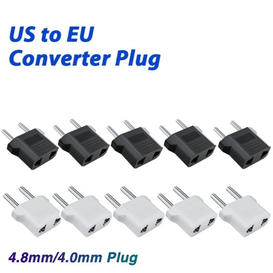 3/5/10Pcs US to EU Travel Plug Adapter Universal AC Power Converter for USA to European Outlets 4.0mm/4.8mm 2-Pin Socket Adapter Peaceful Pleasures Health and Wellness