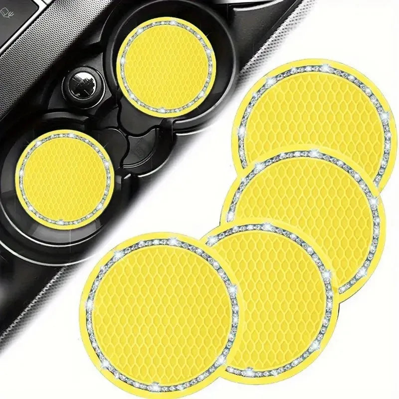 4-Pack Crystal Rhinestone Car Cup Mats Anti-Slip Heat Resistant Easy Clean Car Interior Accessories Cute Car Decorations Peaceful Pleasures Health and Wellness 4pcs 1
