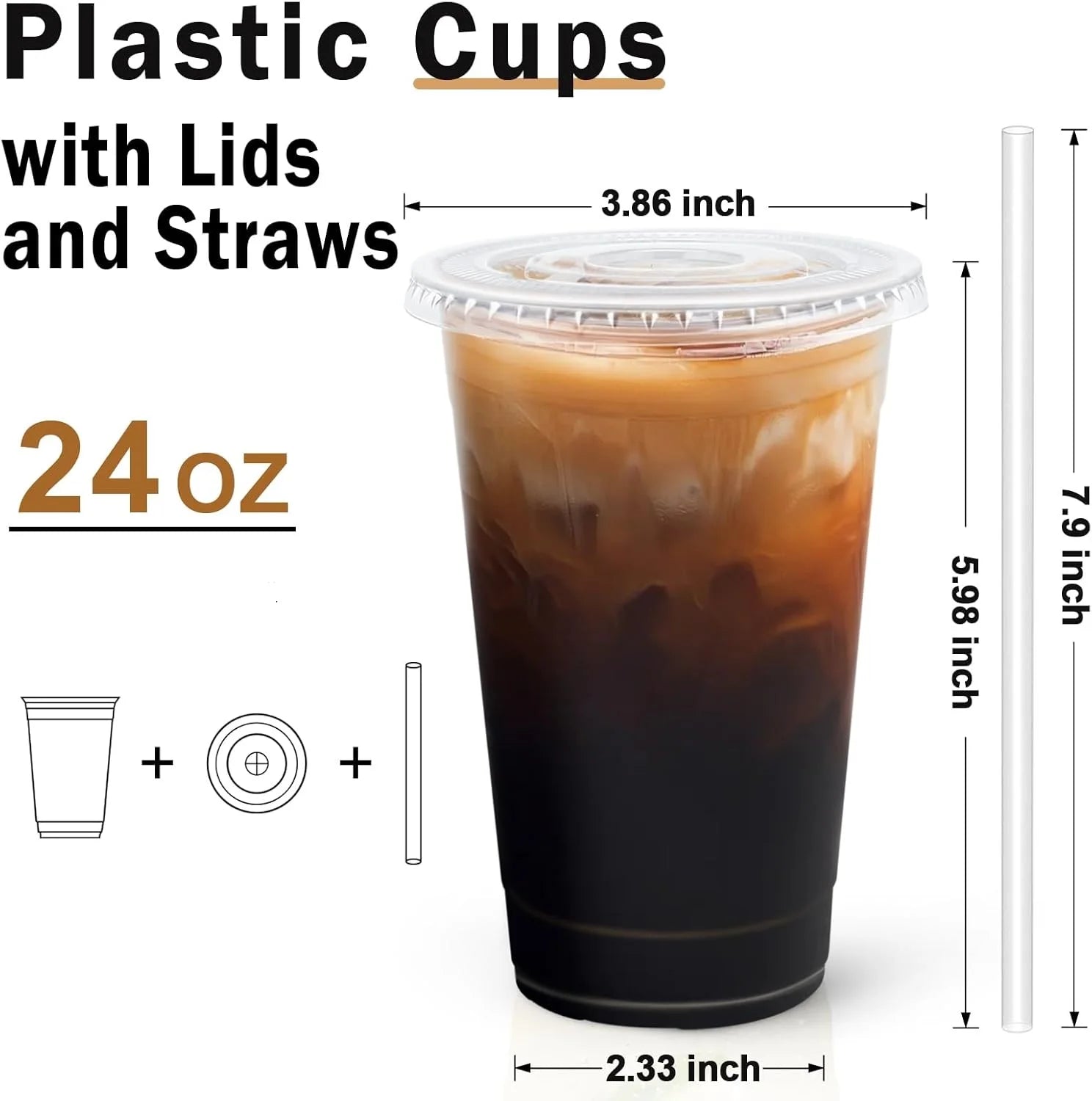 20 or 24oz Clear Plastic Cups with Lids and Straws Disposable Plastic Coffee Cups with Lids for Iced Coffee Cold Beverage Drinks Peaceful Pleasures Health and Wellness