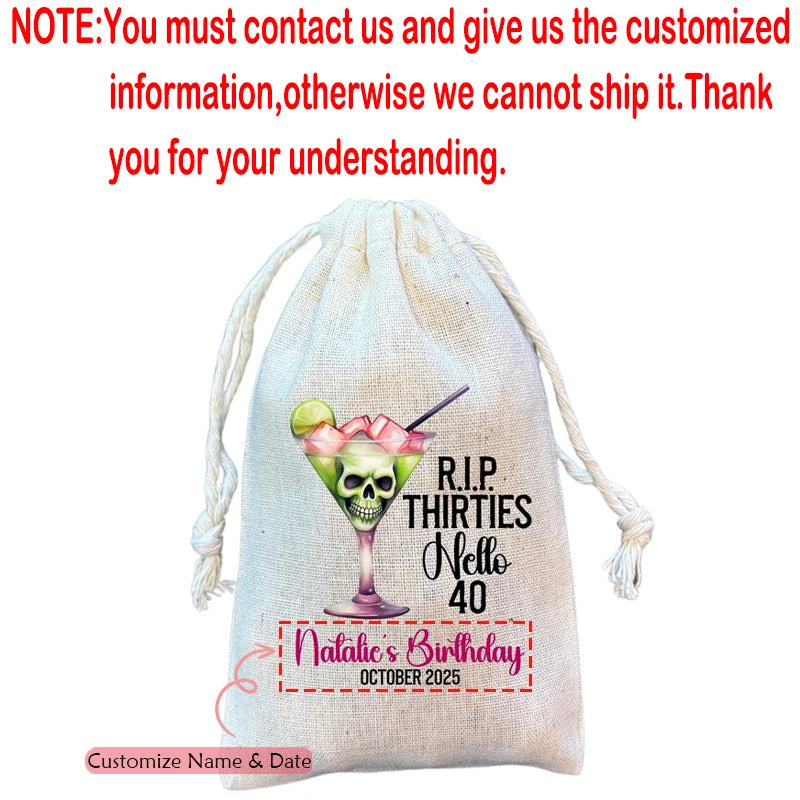 Personalized Halloween Birthday Hangover Kit Bags | RIP 30 40 50 60 Party Favor Bags Peaceful Pleasures Health and Wellness custom C 13x18cm 4pcs