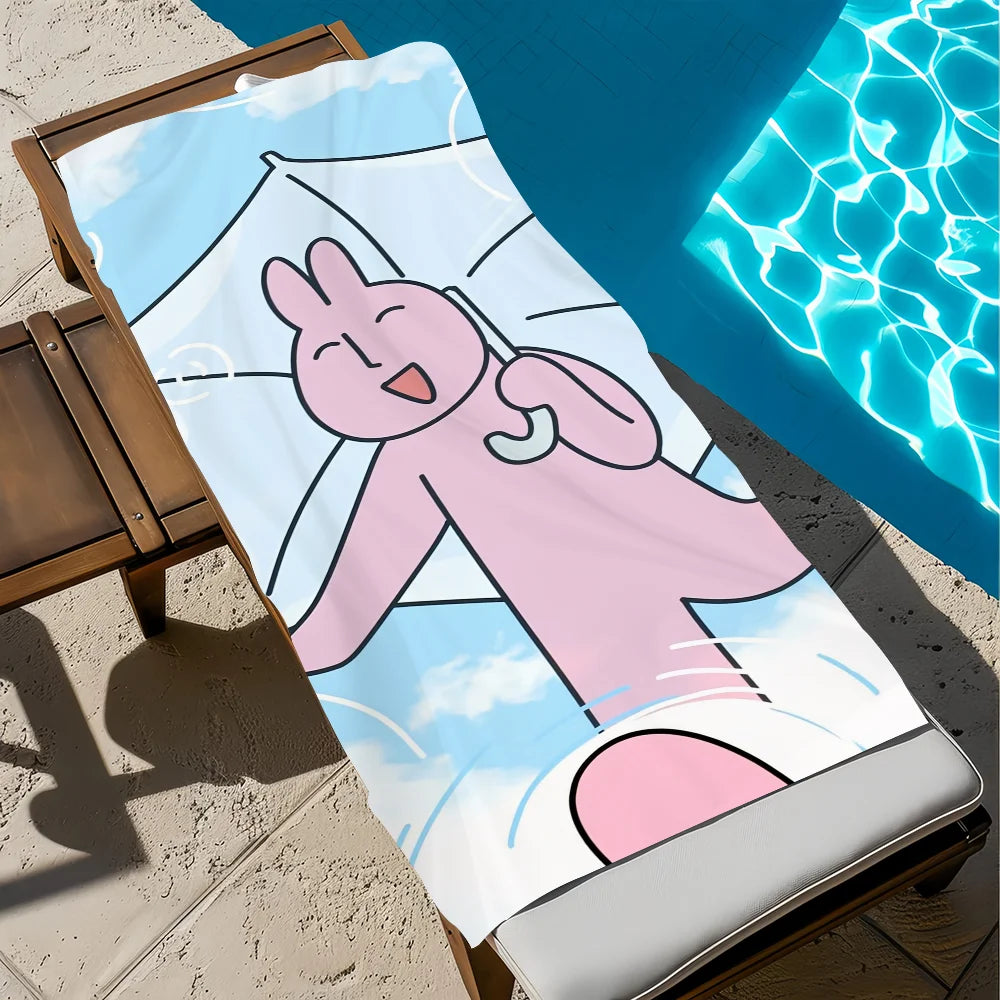 Pink Rabbit Quick-Dry Beach Towel | Soft Cartoon Pool Towel Quick-Dry Beach Towel Peaceful Pleasures Health and Wellness z5 STJ40x70CM