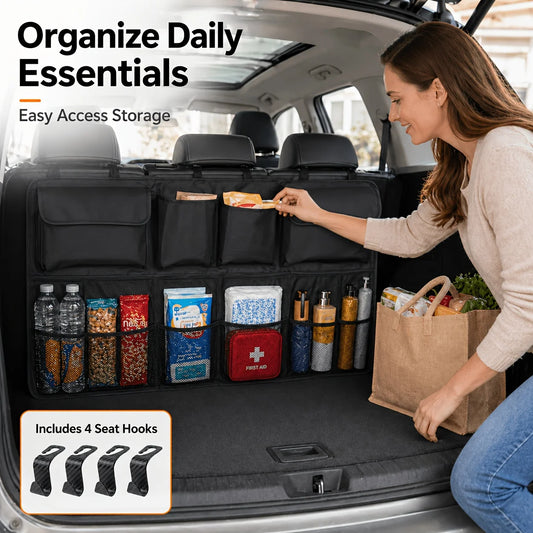 Car Trunk & Backseat Hanging Organizer – SUV Truck Van Storage Car Trunk Organizer Peaceful Pleasures Health and Wellness