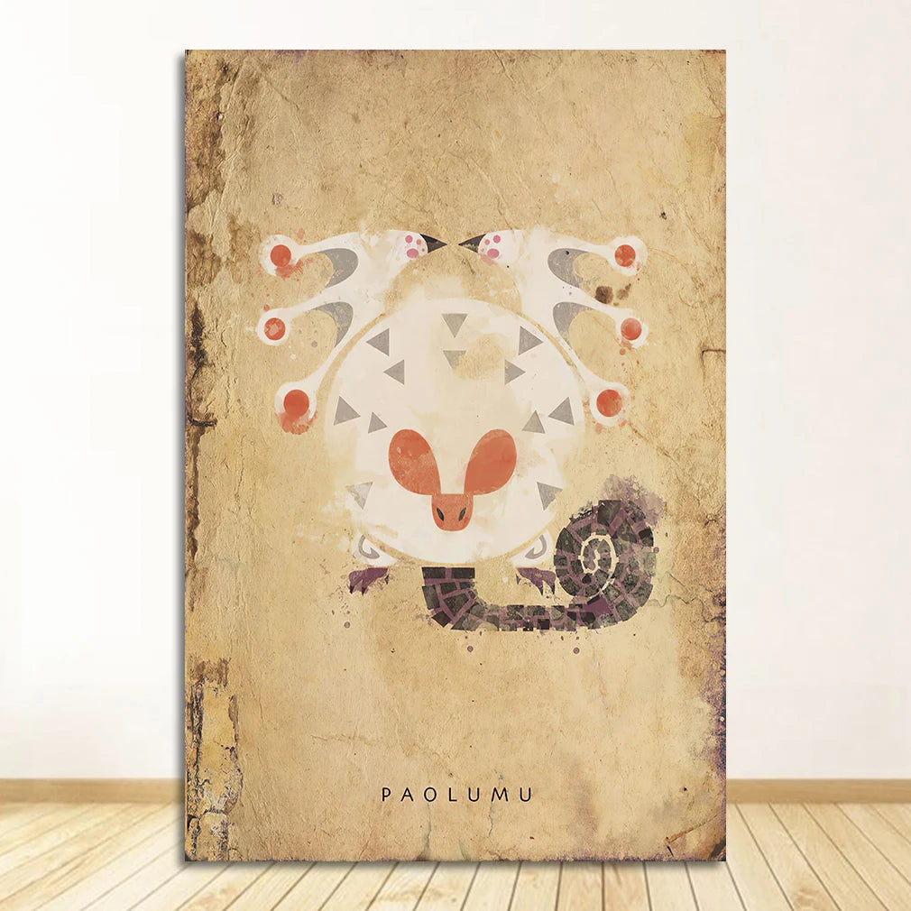 Monster Hunter Japanese Anime Canvas Wall Art Poster | Unframed