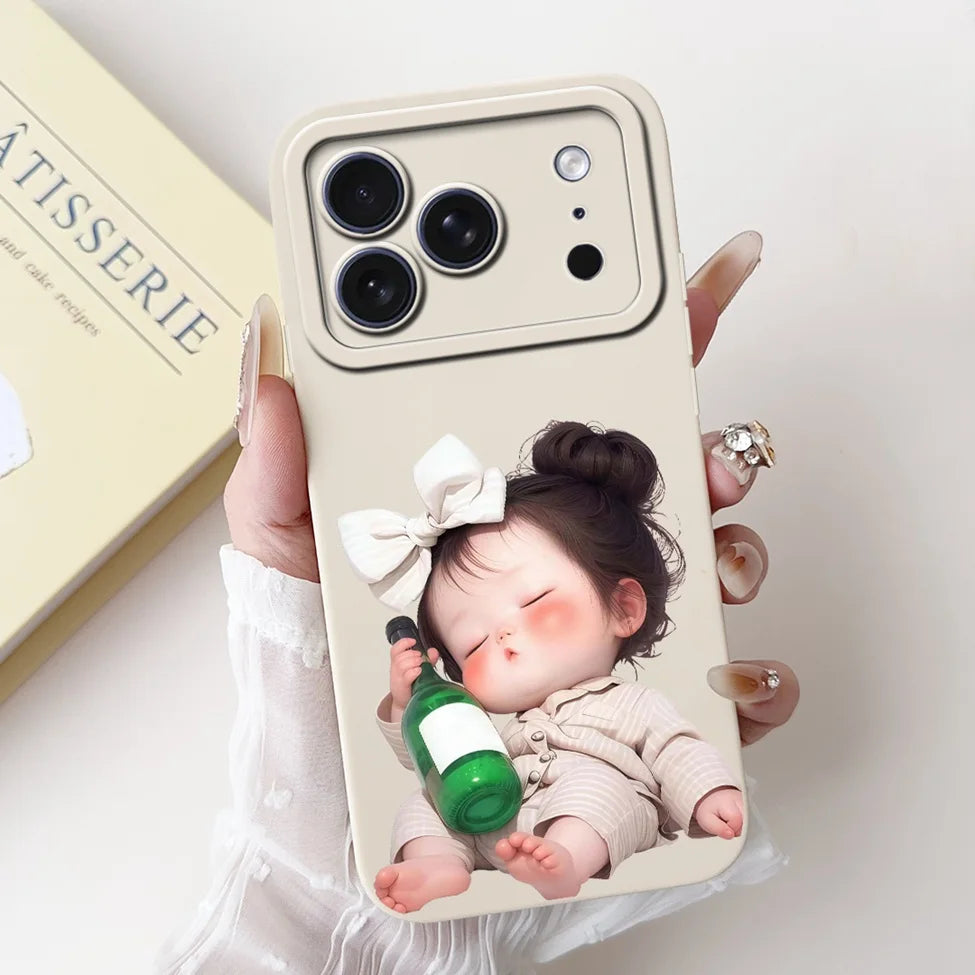 iPhone 17 Pro Silicone Case | Cute Kawaii Floral Painted Cover