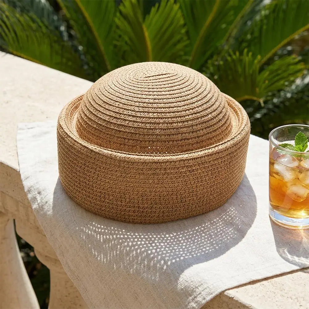 Women's French Retro Straw Sun Hat – Breathable Beach Beret
