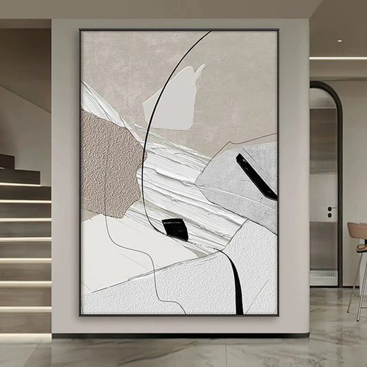 Abstract Canvas Oil Painting, 100% Hand Painted, Beige , Foyer Decoration, Modern and Minimalist Living Room Art Peaceful Pleasures Health and Wellness