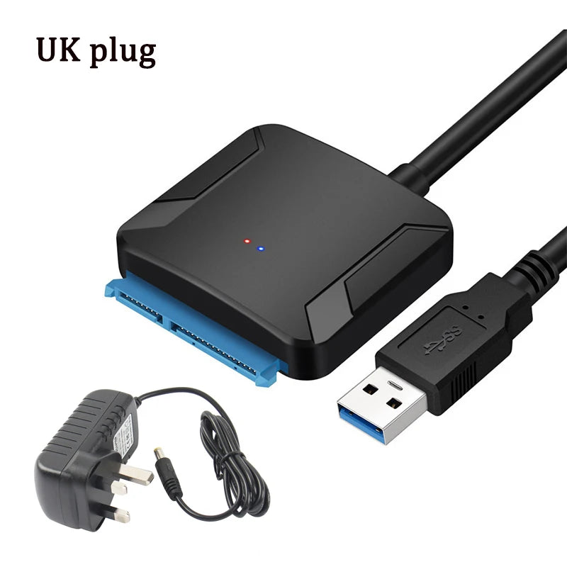 USB 3.0 to SATA Adapter Cable for 3.5/2.5 Inch SSD HDD SATA III Hard Drive Disk Support UASP Compatible with USB 1.1/2.0/3.0 Peaceful Pleasures Health and Wellness UK Plug