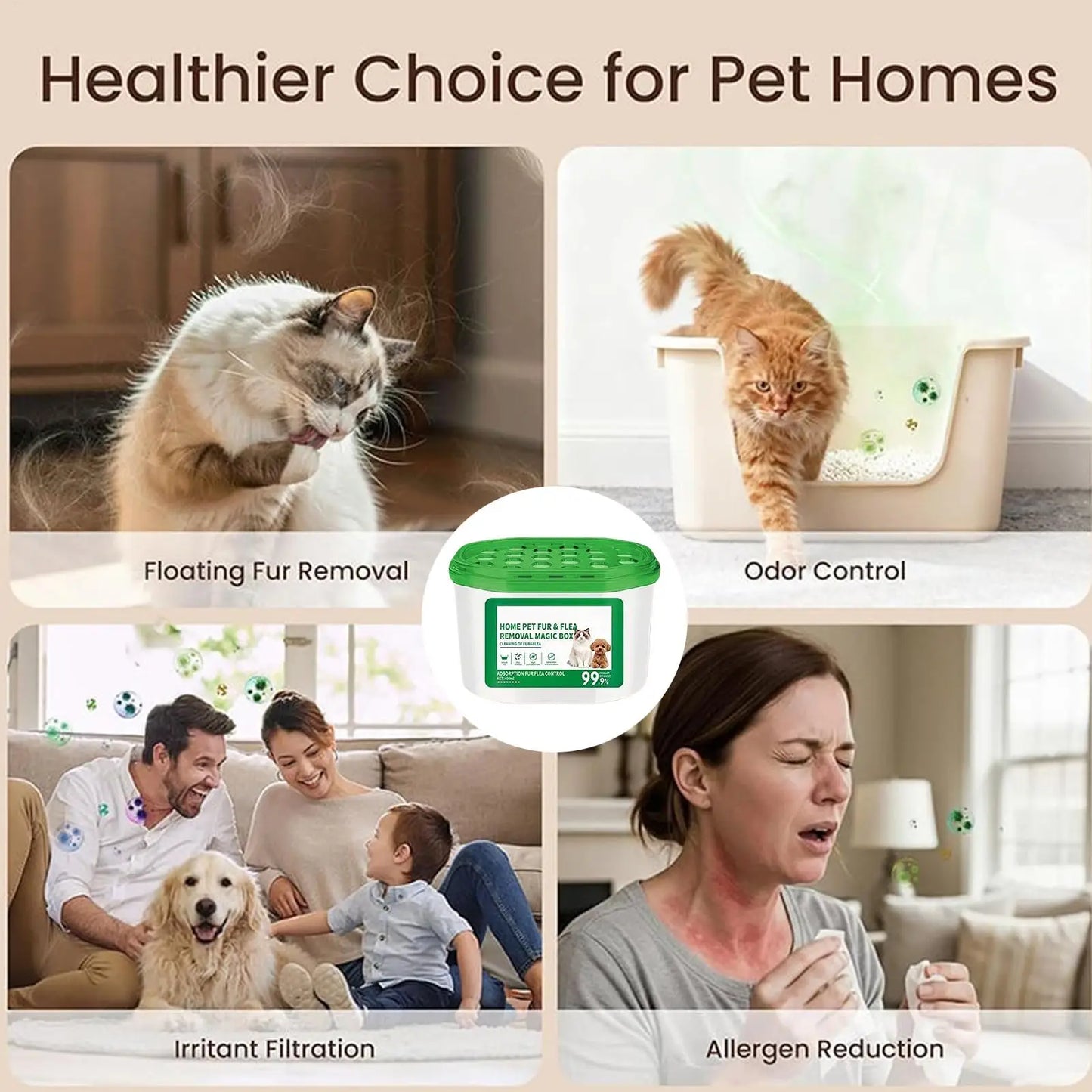 Cat Litter Box Air Purifier – Quiet Pet Odor & Dust Collector