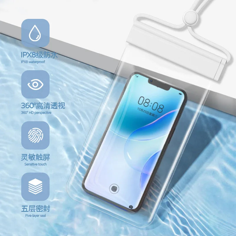 IPX8 waterproof bag transparent pouch for swimming waterproof smartphone case waterproof phone pack phone armbands and pouches Peaceful Pleasures Health and Wellness White