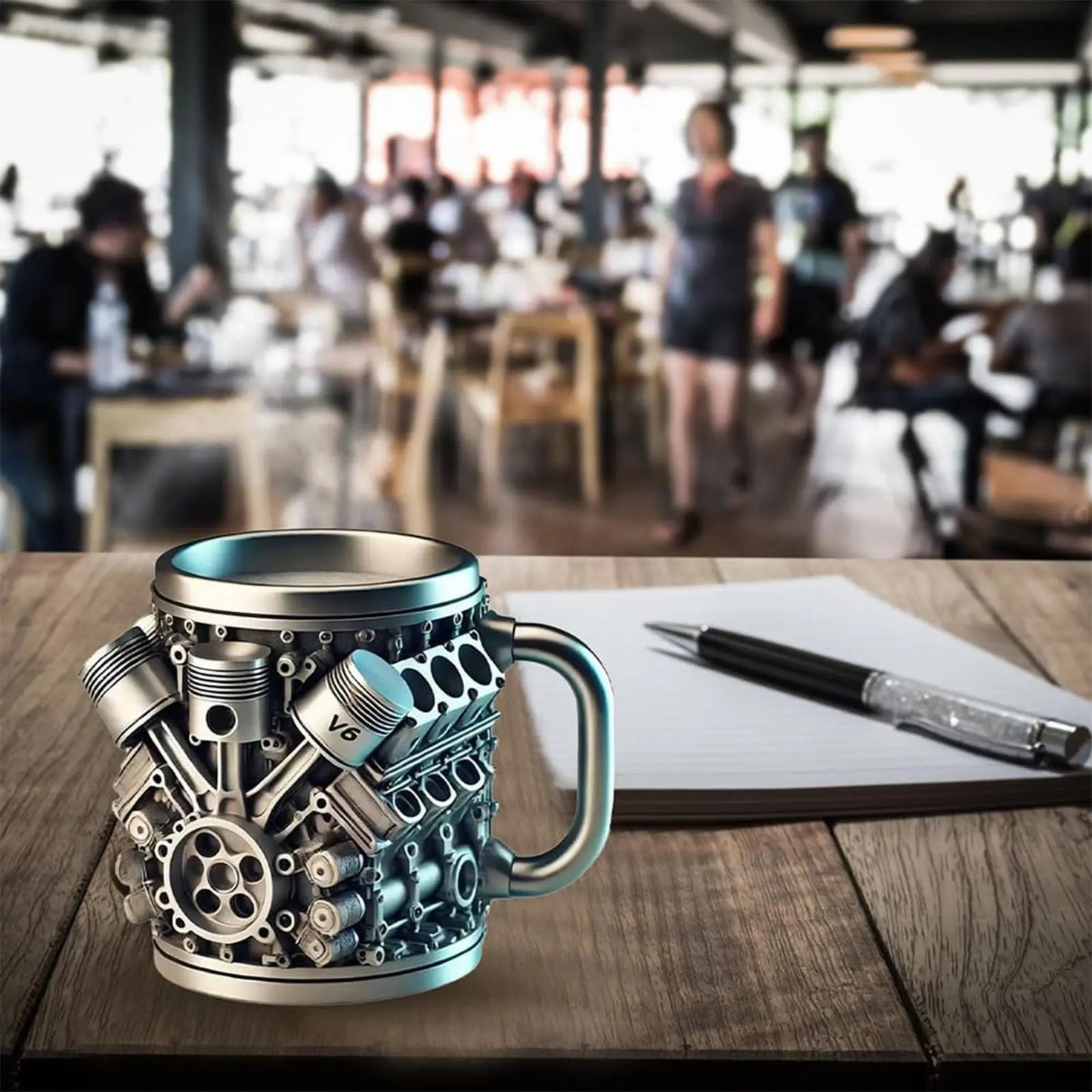 V8 & V6 Engine Design 15oz Stainless Steel Coffee Mug