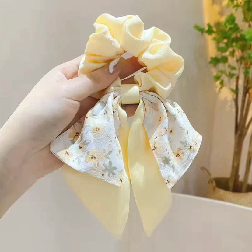 Broken Flower Bow Large Intestine Headband Womens Summer Headband Hair Rope Peaceful Pleasures Health and Wellness Yellow