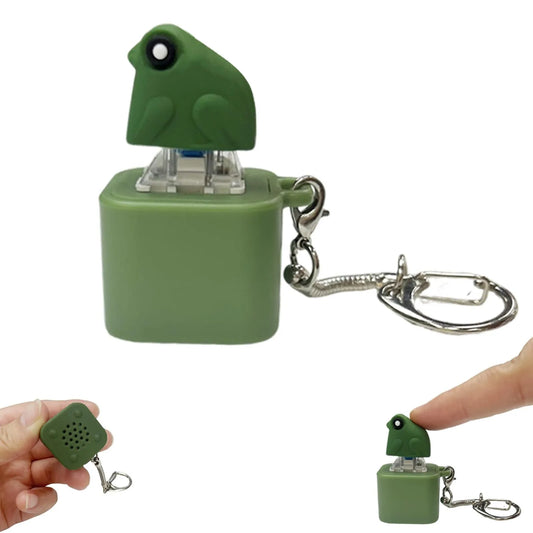 Funny Croaking Frog Keychain Rechargeable Frog Keyboard Fidget Clicker Frog Sound Keychain with LED Light for Stress Relief Gift Peaceful Pleasures Health and Wellness