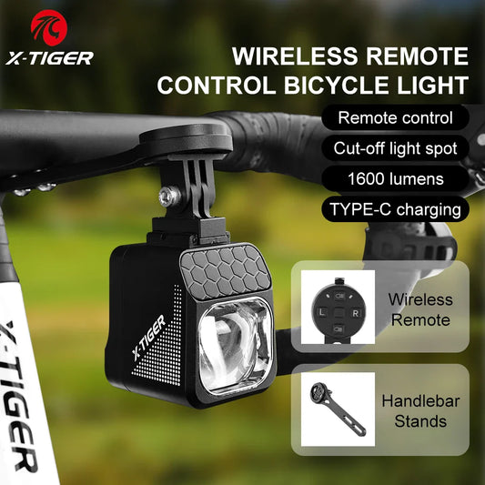 X-TIGER 1600 LM Bike Headlight | Wireless Remote, GoPro Mount Bicycle Headlight Oasis Select
