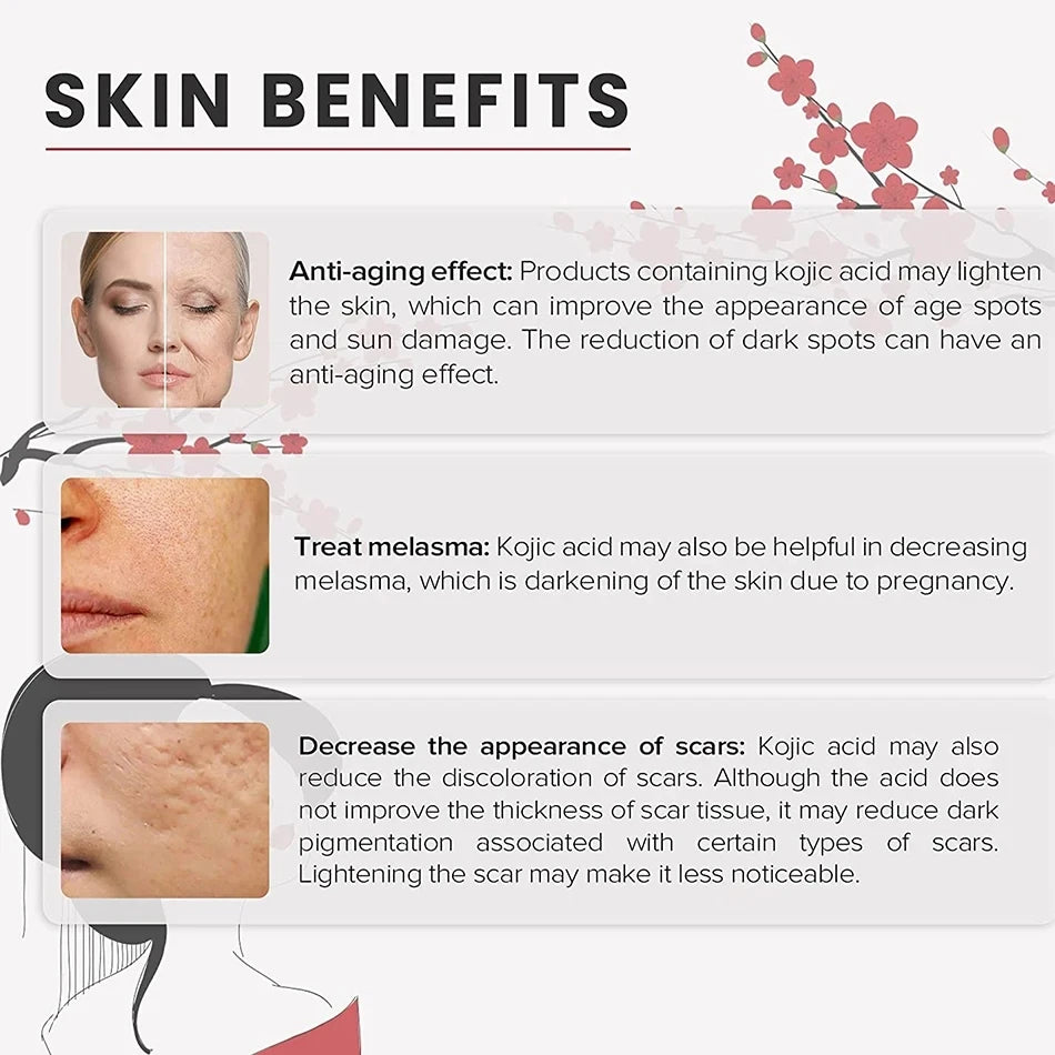 Kojic Acid Serum Strong Brightening Whitening Cream Spots Fine Lines Lighten Skin Tone Rejuvenating Antiage Korean Facial Peaceful Pleasures Health and Wellness