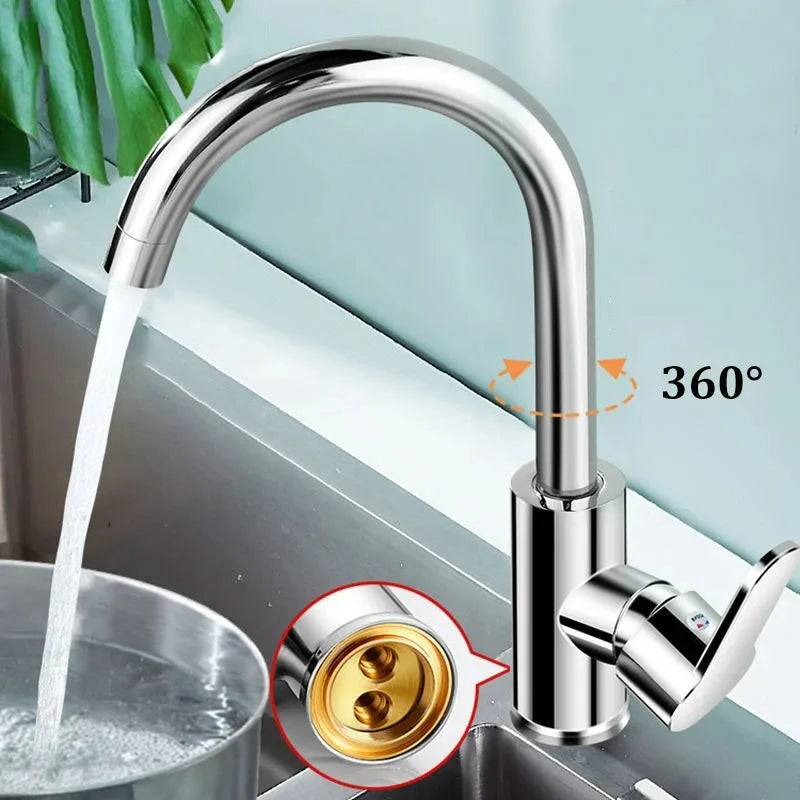 Single Handle Kitchen Sink Faucet – Hot & Cold Stainless Steel