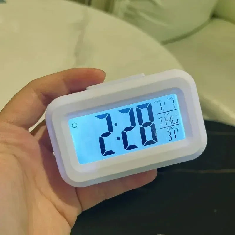 Desk Decorations Table Clock Bedroom Decoration Led Digital Alarm Clock Data Times Calendar Electronic Multi-function Desktop Peaceful Pleasures Health and Wellness White