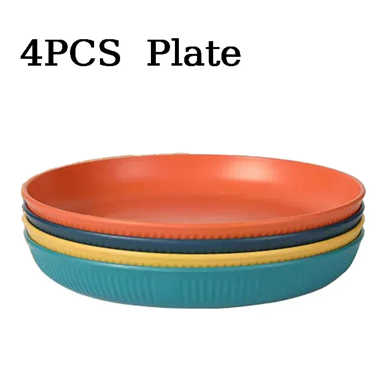 4-Piece Wheat Straw Eco-Friendly Dinnerware Set – Plates & Cups