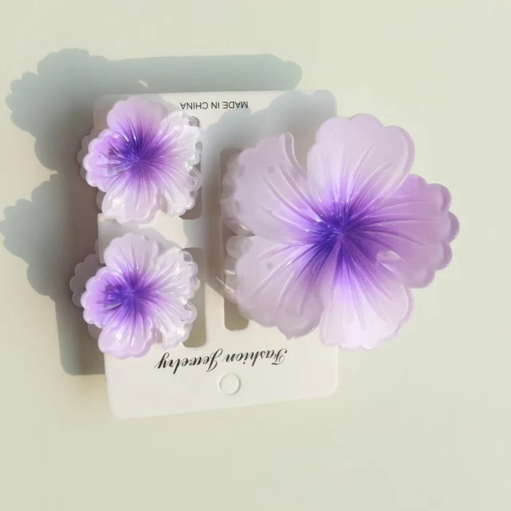 3-Pack Hibiscus Flower Hair Claw Clips – Gradient Summer Set