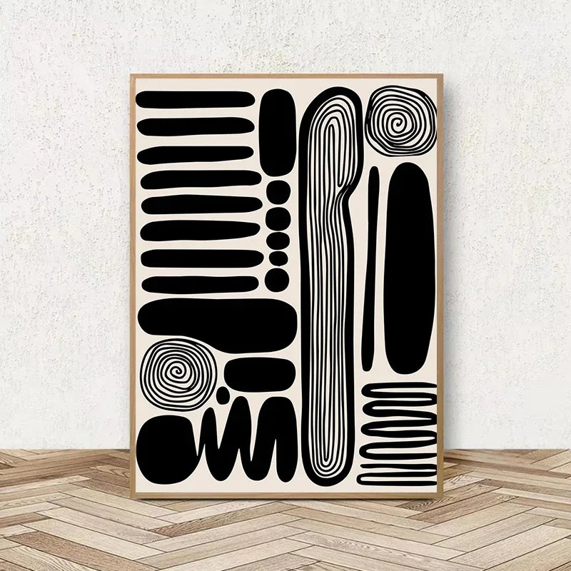 Retro Geometric Abstract Canvas Wall Art | Minimal Line Print