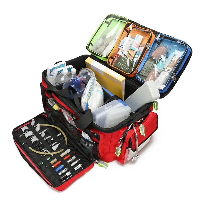 Empty Detachable Trolley Backpack Survival First Aid Kits Medical Care Trolley Emergency Rescue Doctor First Aid Bag Peaceful Pleasures Health and Wellness