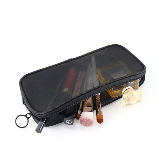 Mesh Transparent Makeup Bag | Clear Travel Cosmetic Organizer Cosmetic Travel Bag Oasis Select