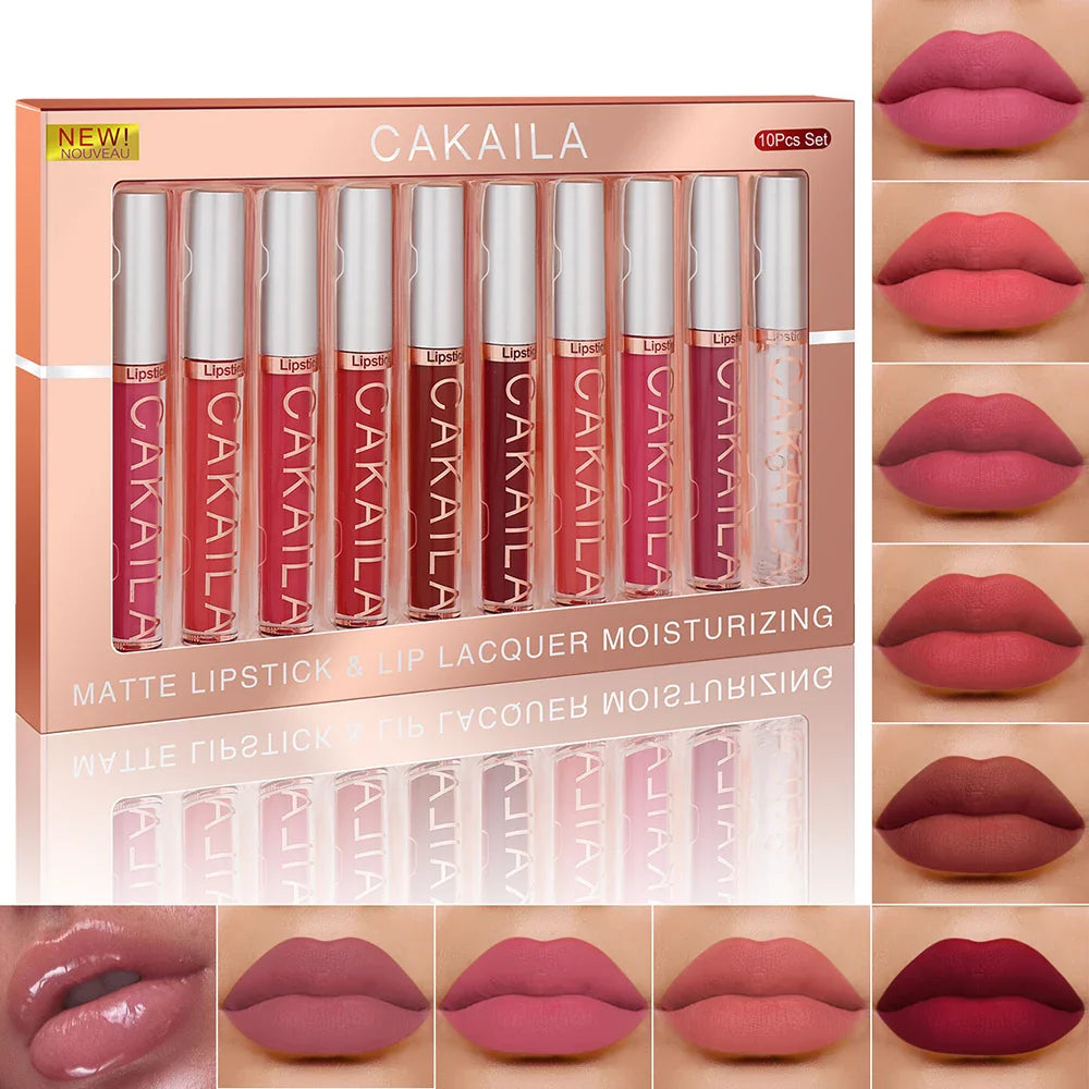 CAKAILA 10-Pc Matte Lipstick Set – Waterproof & Long-Lasting