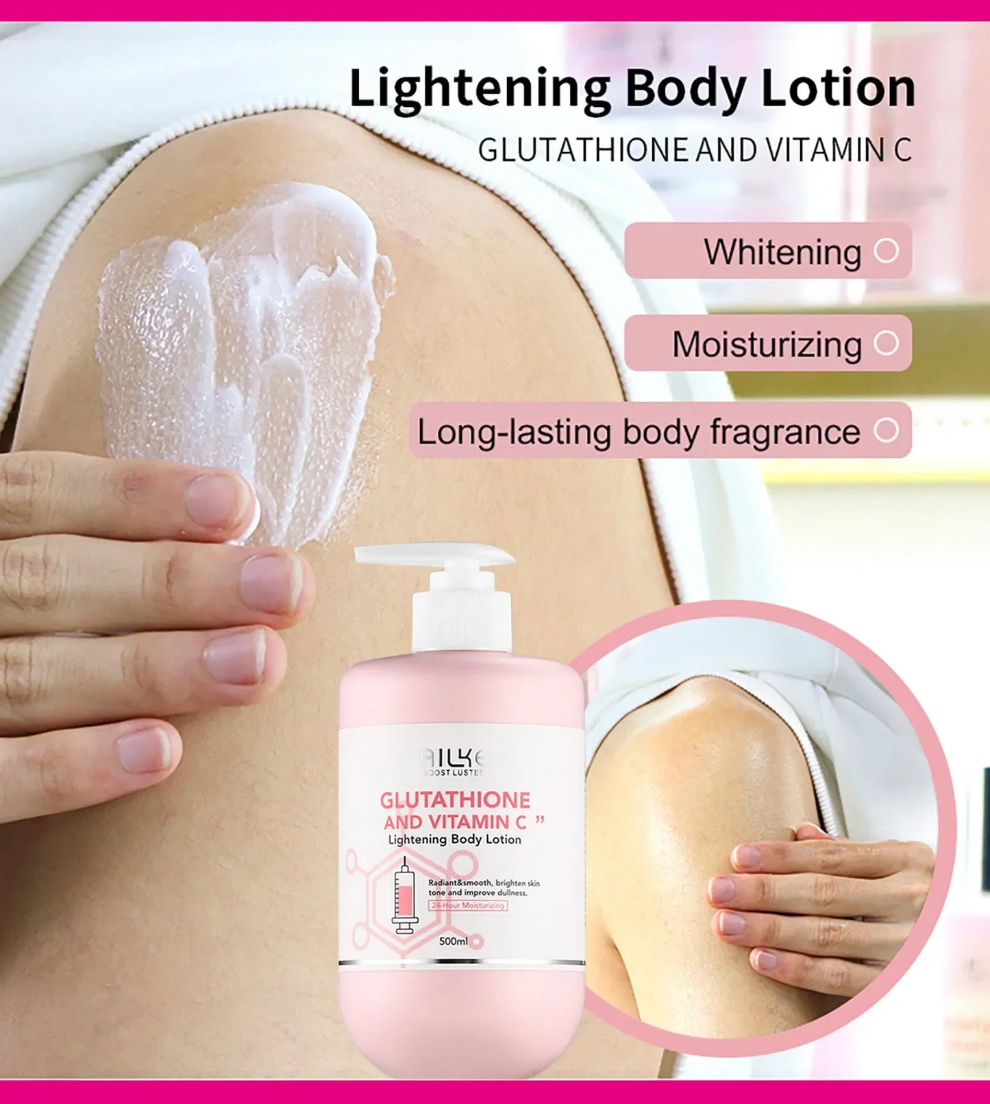AILKE Vitamin C & Glutathione Brightening Body Lotion 500ml Peaceful Pleasures Health and Wellness