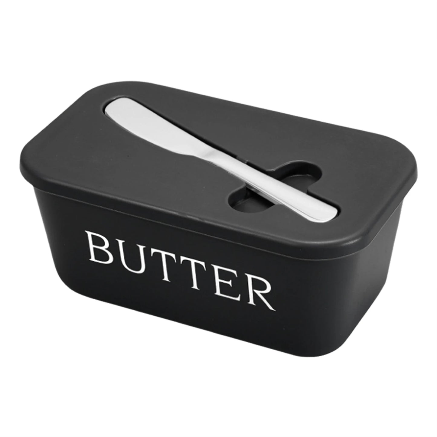 Butter Dish with Lid & Cutter | Airtight Fridge Storage Box Butter & Cheese Storage Peaceful Pleasures Health and Wellness Black