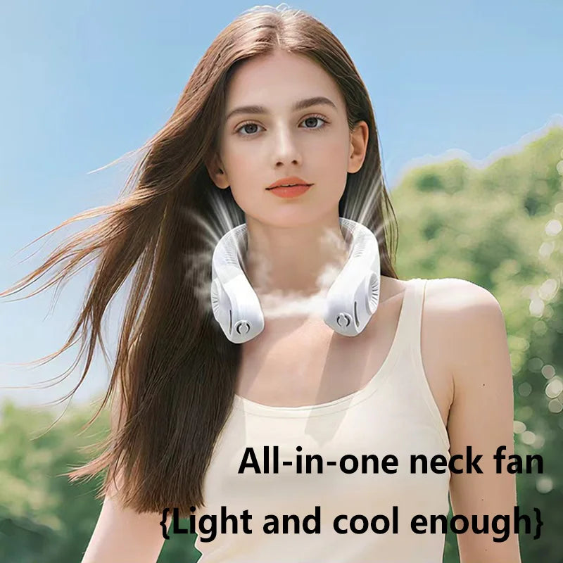 Fast Cooling Neck Fan with Spray Portable Quiet USB Rechargeable Long Battery Life Strong Wind for Students Travel Home Office Peaceful Pleasures Health and Wellness