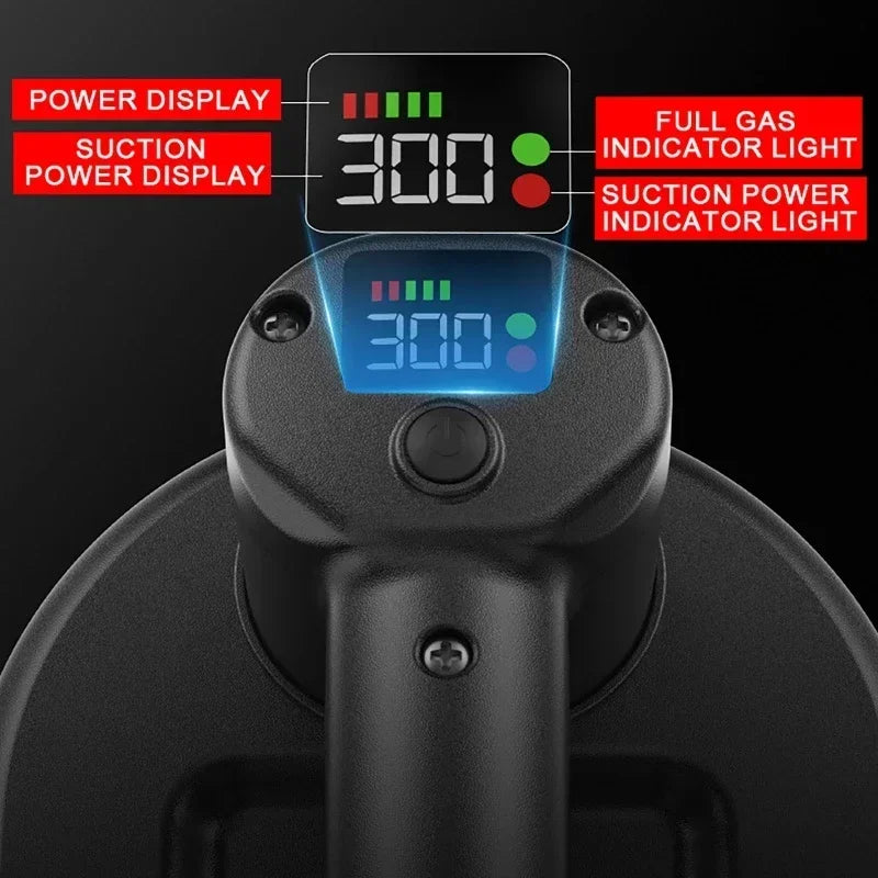 Intelligent Display Industrial Grade Electric Vacuum Suction Cup 300KG Load Heavy Duty Granite Tile Glass Lifter 4000mAh Battery Peaceful Pleasures Health and Wellness