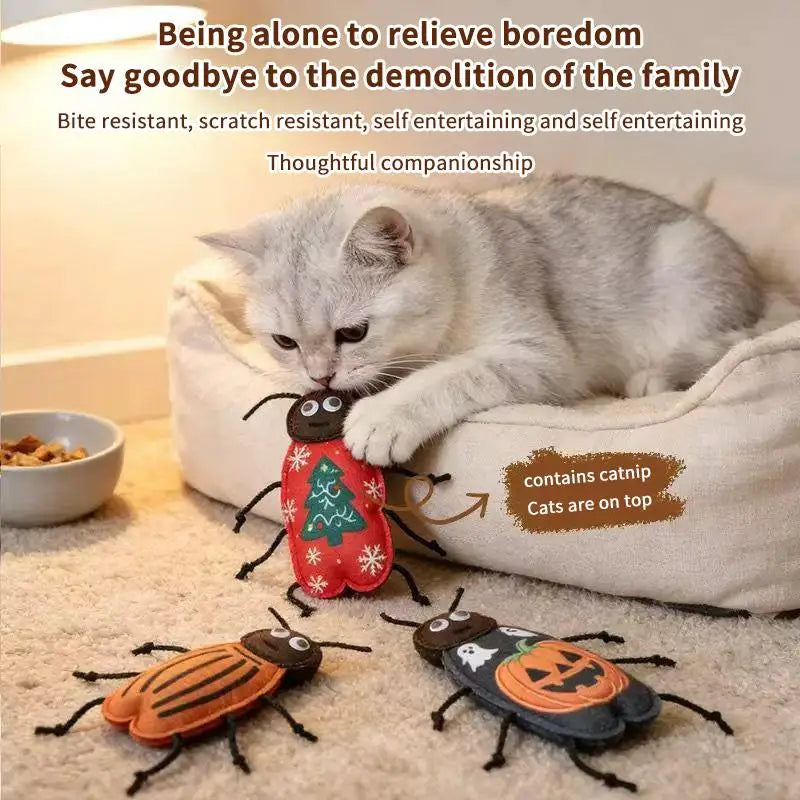 Catnip Felt Cockroach Cat Toy – Chew, Tease & Teeth Cleaning