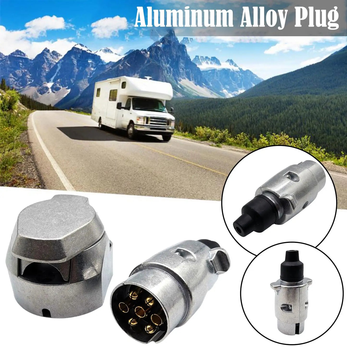 7-pin Trailer Socket Metal Aluminum Alloy 12V Circular Adapter For Trailers Marine Light Connector Truck Caravan Etc Peaceful Pleasures Health and Wellness