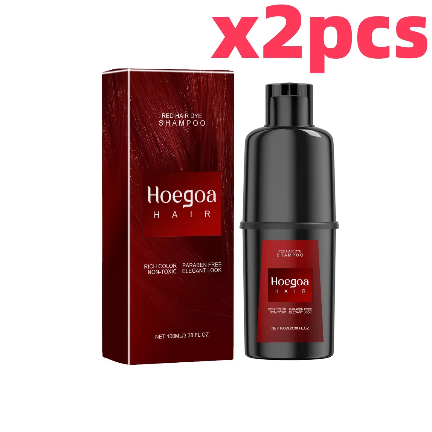 Herbal Hair Dye Shampoo – Nourishing Color in 15 Min, Multi-Shade Peaceful Pleasures Health and Wellness Red x 2pcs