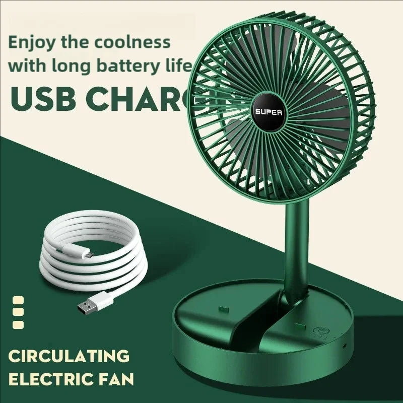 Retractable Fan USB Charging Folding Portable Mini Electric Fan Dormitory Outdoor Cooling Appliances Adjustable Home Fans Peaceful Pleasures Health and Wellness