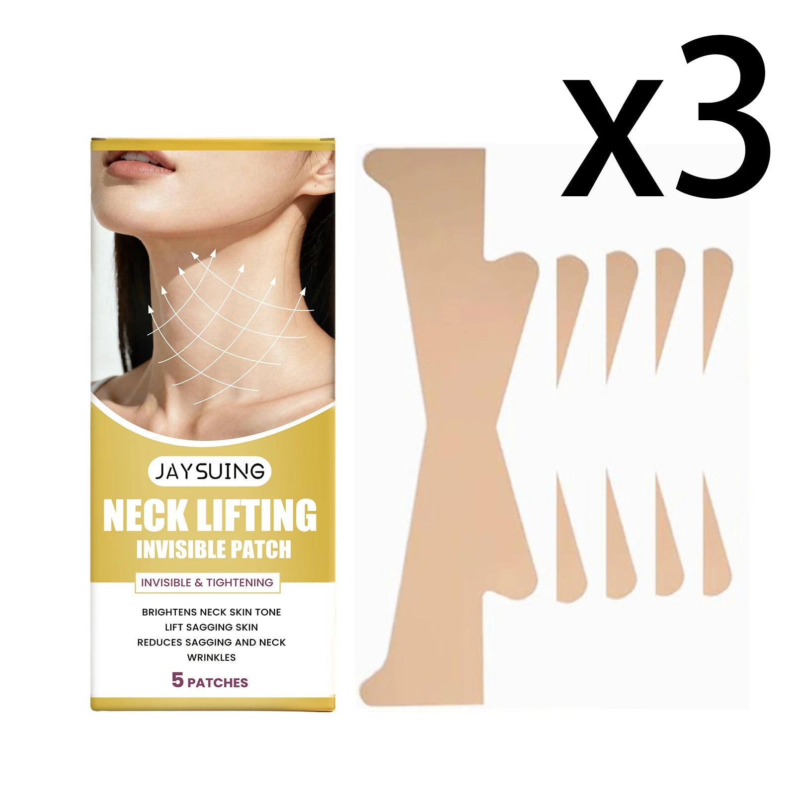 Neck Lifting Patch Improve Neck Contour Reduce Fine Lines Relieve Double Chin Increase Skin Elasticity Neck Invisible Care Mask Peaceful Pleasures Health and Wellness 3X5PCS