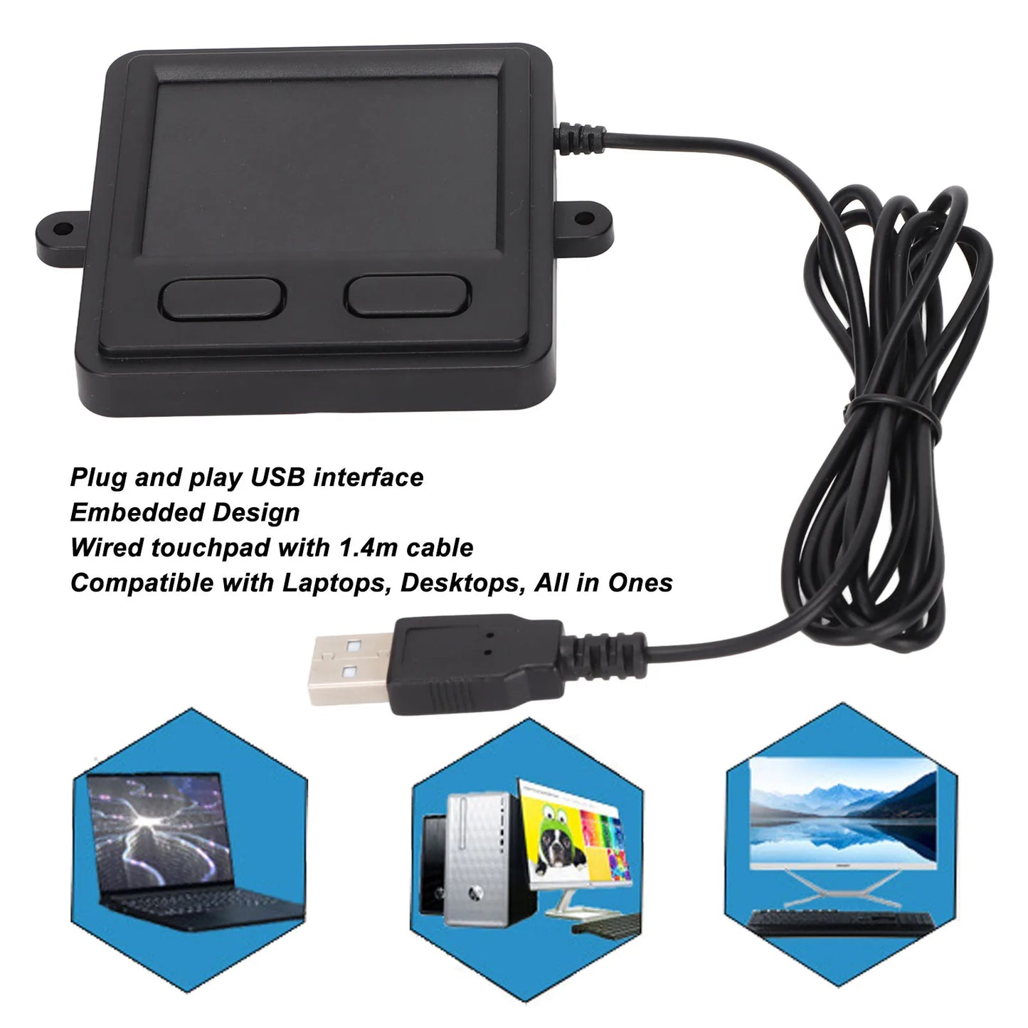 Portable Practical Computer Touch Pad Trackpad USB Wired Embedded