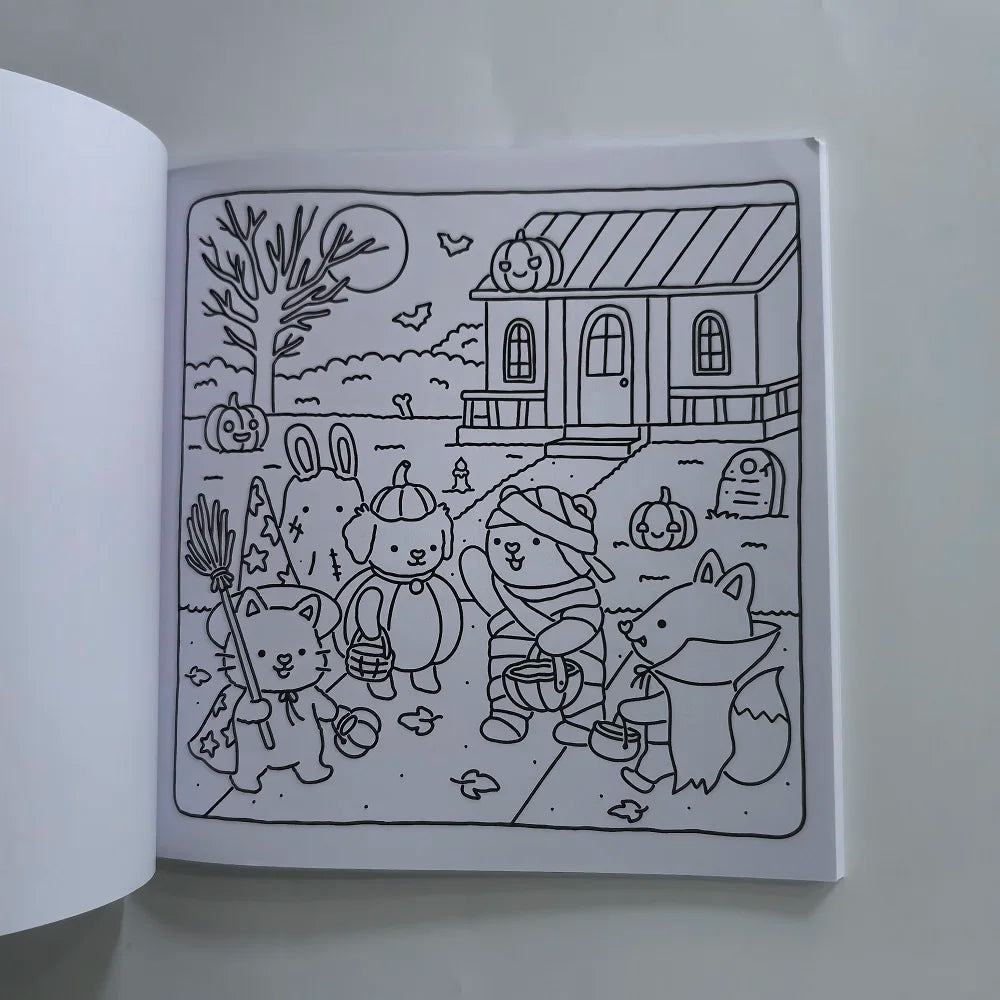 FUZZY FRIENDS Adult Coloring Book Adorable Creatures Cozy Hygge