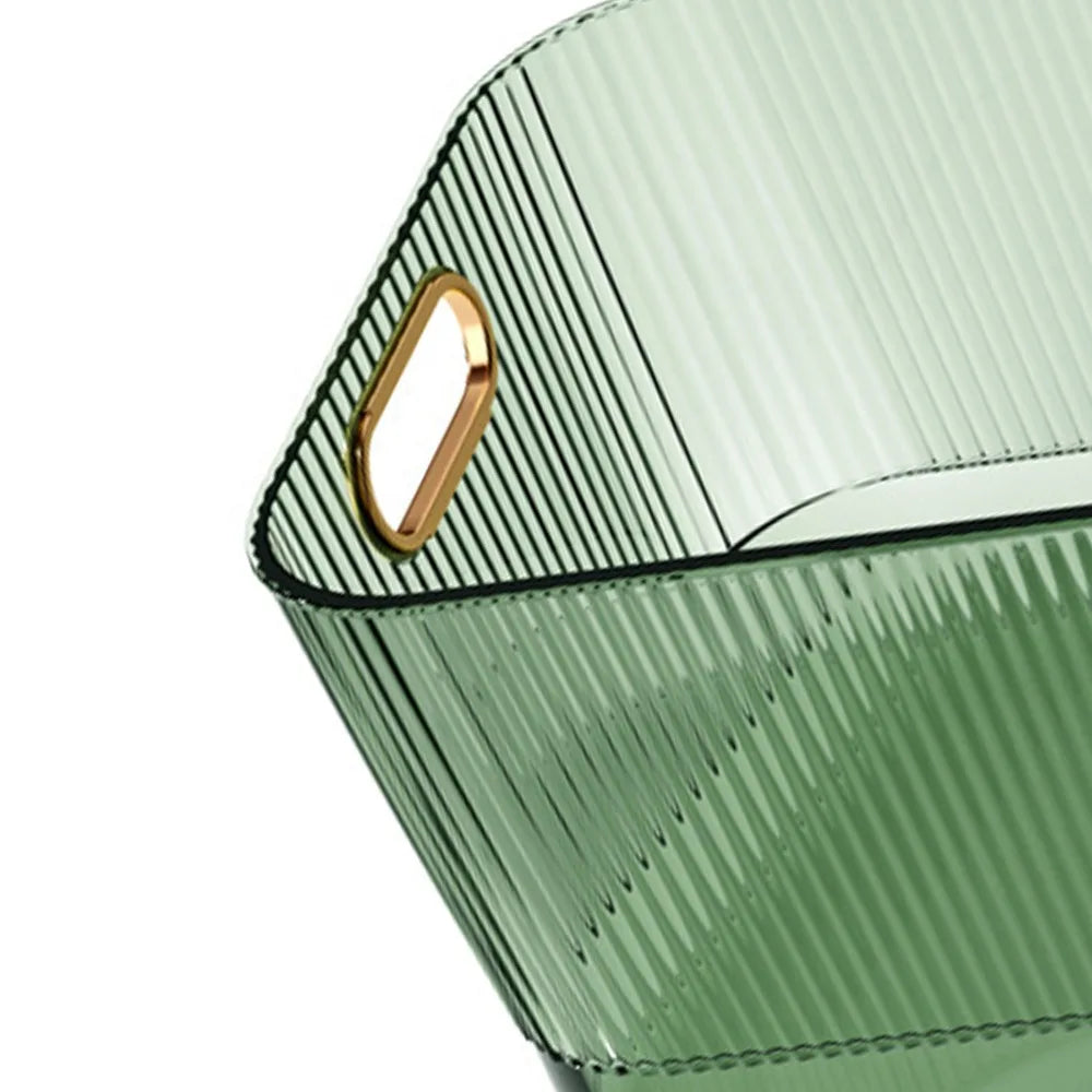 Transparent Desktop Storage Basket Green Large Capacity Acrylic Storage Bin Rectangular Portable Acrylic Storage Basket Bathroom Peaceful Pleasures Health and Wellness