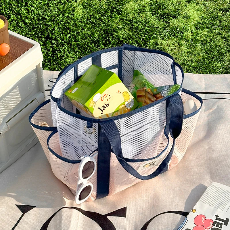Large Mesh Beach Bag | Wet Dry Tote & Shower Organizer Mesh Tote Bag Peaceful Pleasures Health and Wellness
