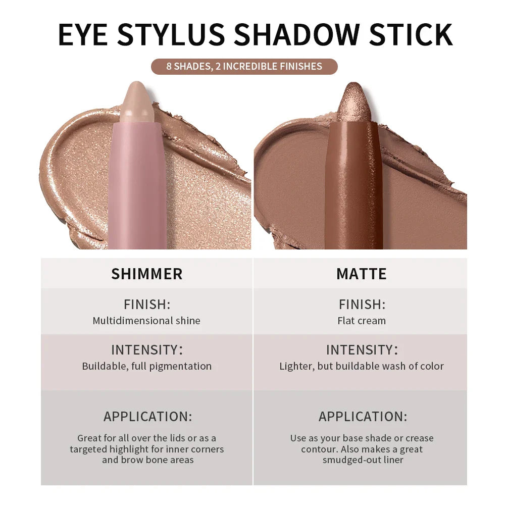 Shimmer Glitter Matte Eyeshadow Stick – Waterproof & High Pigment