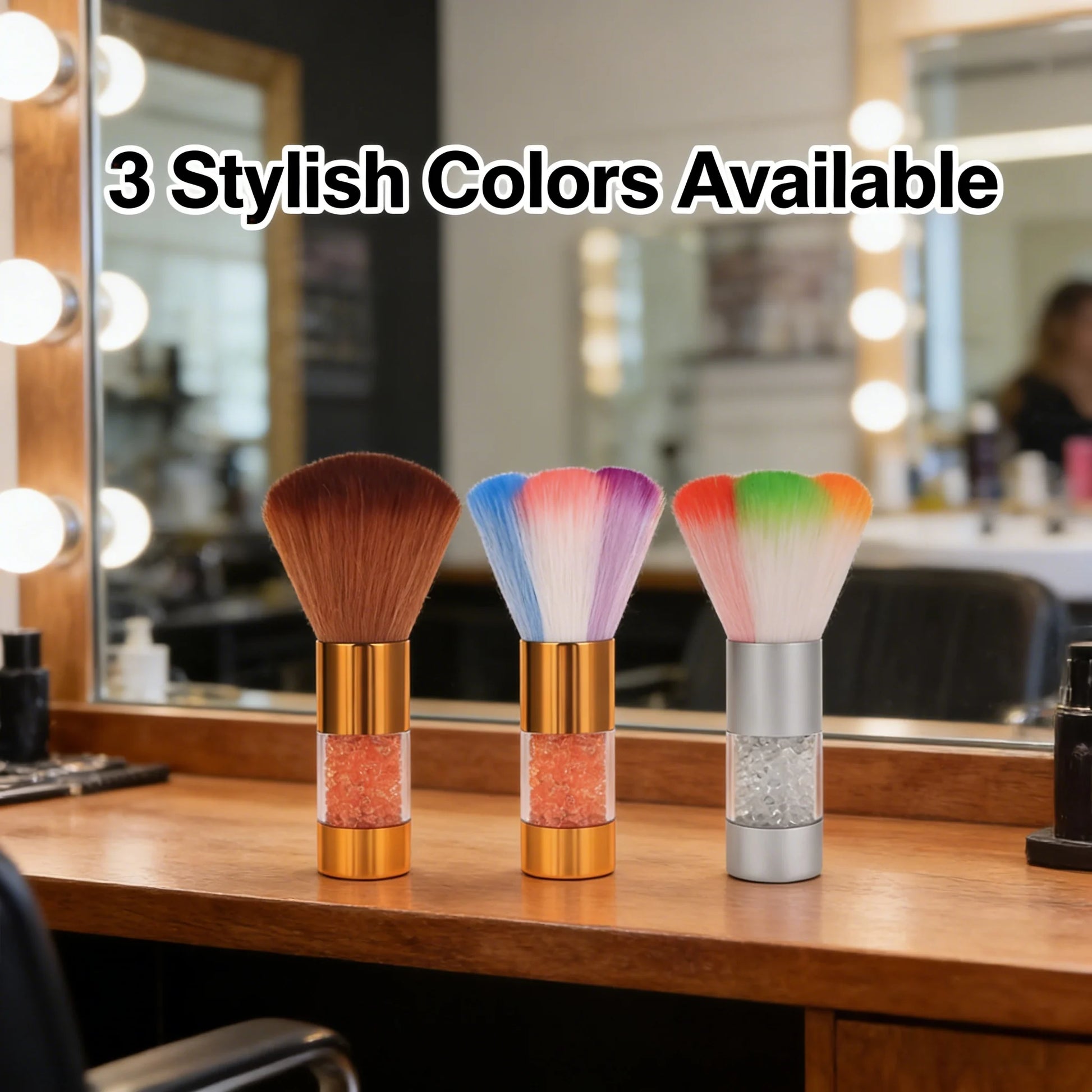 Crystal Bead & Electroplated Metal Handle Neck Duster Brush, Soft Bristle Barber Hair Cleaning Brush, Salon Hairdressing Tool Peaceful Pleasures Health and Wellness