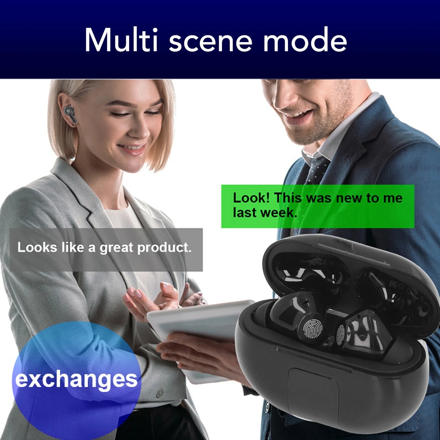 M10 Translator Earbuds Support 140 Languages Two Way Dual Mic Noise