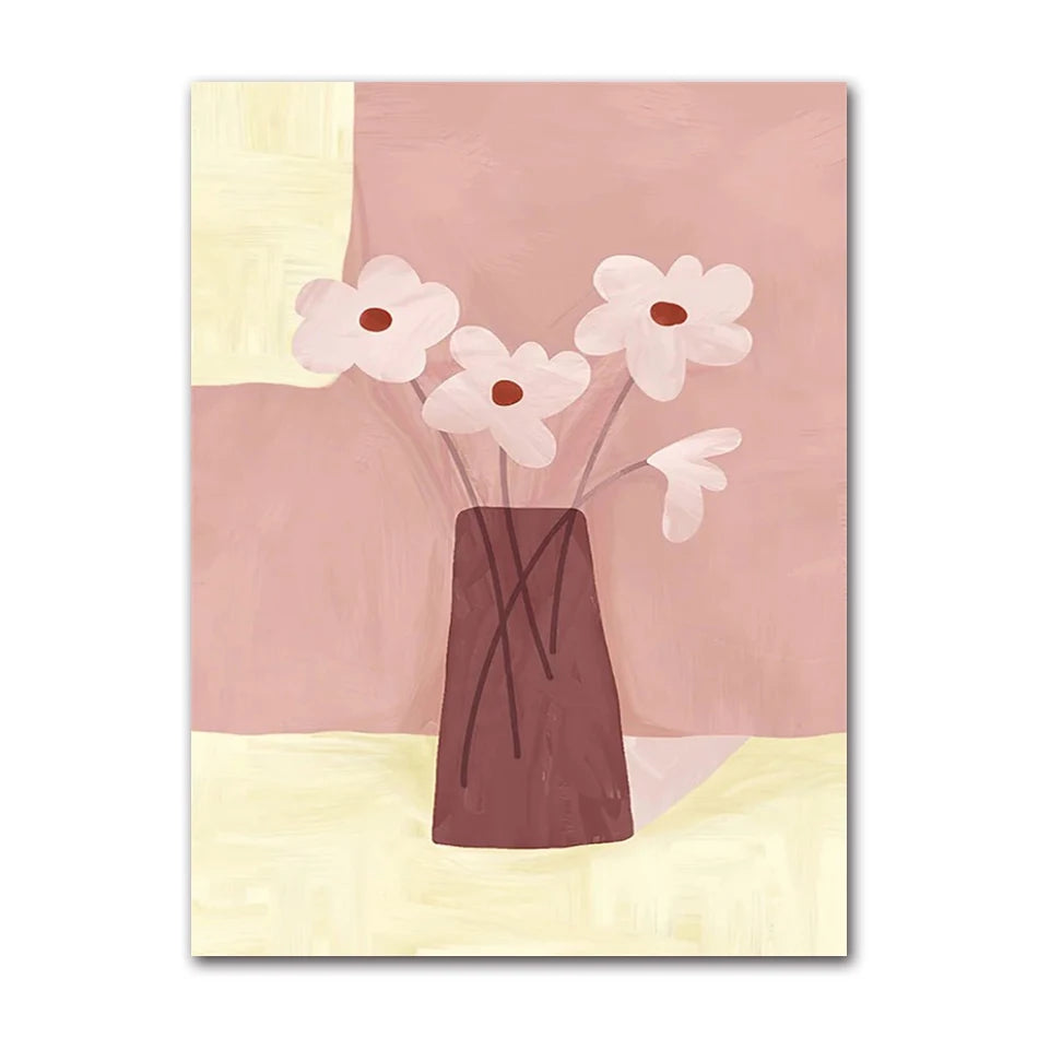 Boho Daisy Sunflower Fruits Canvas Wall Art – Kids Room Decor